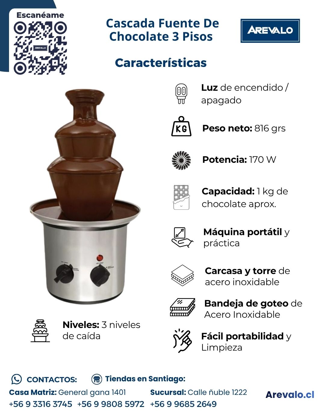 Cascada Fuente De Chocolate 3 Pisos Arevalo - Imagen 4