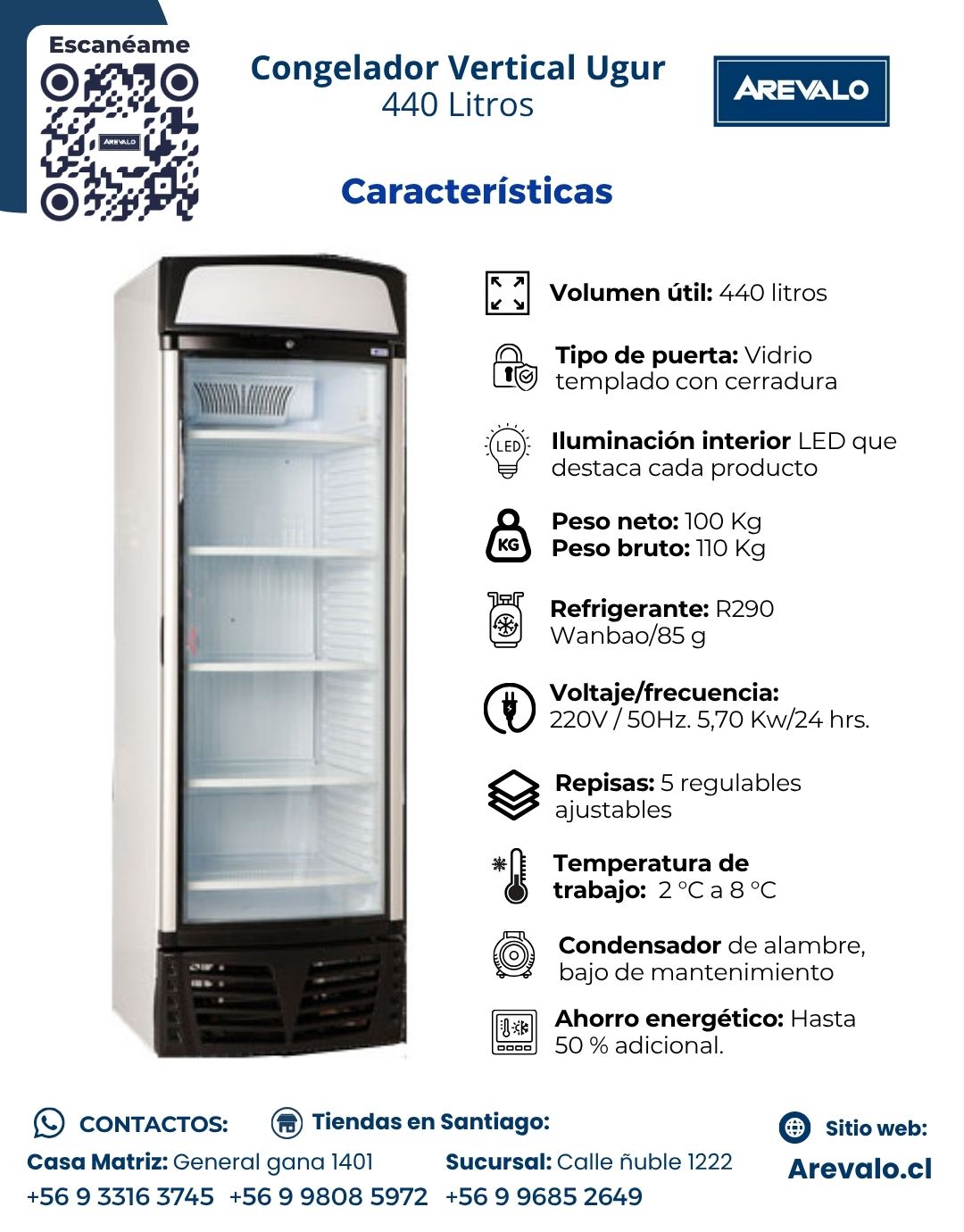 Congelador Vertical Ugur 440 Litros - Imagen 4