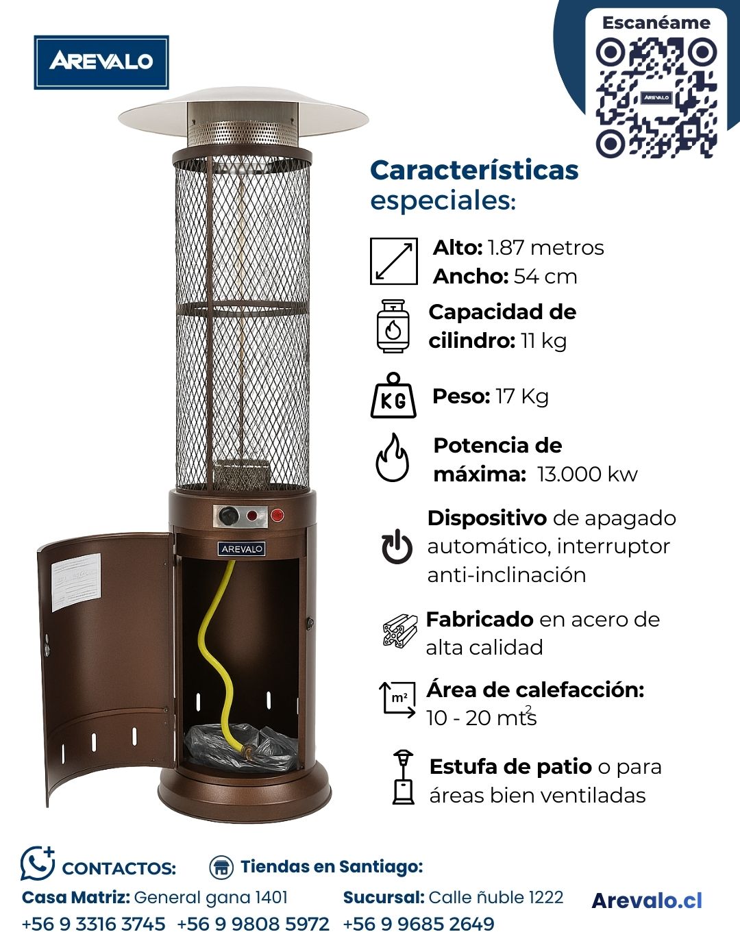 Estufa De Patio Modelo Flama Color Bronce+ Cobertor De Regalo - Imagen 5