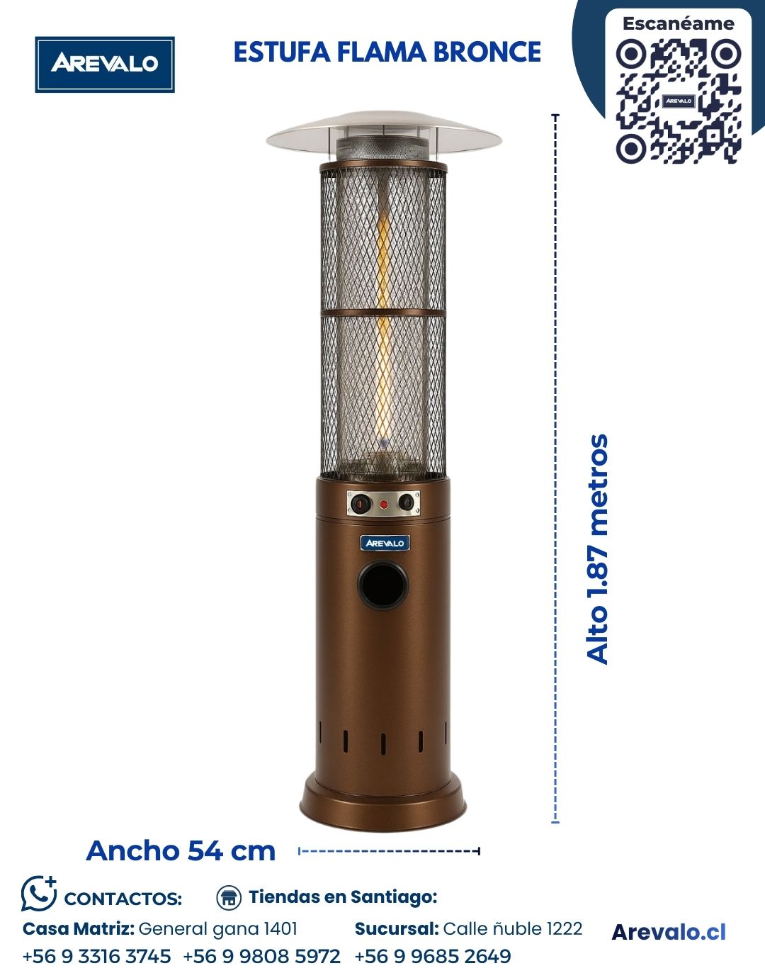 Estufa De Patio Modelo Flama Color Bronce+ Cobertor De Regalo - Imagen 3