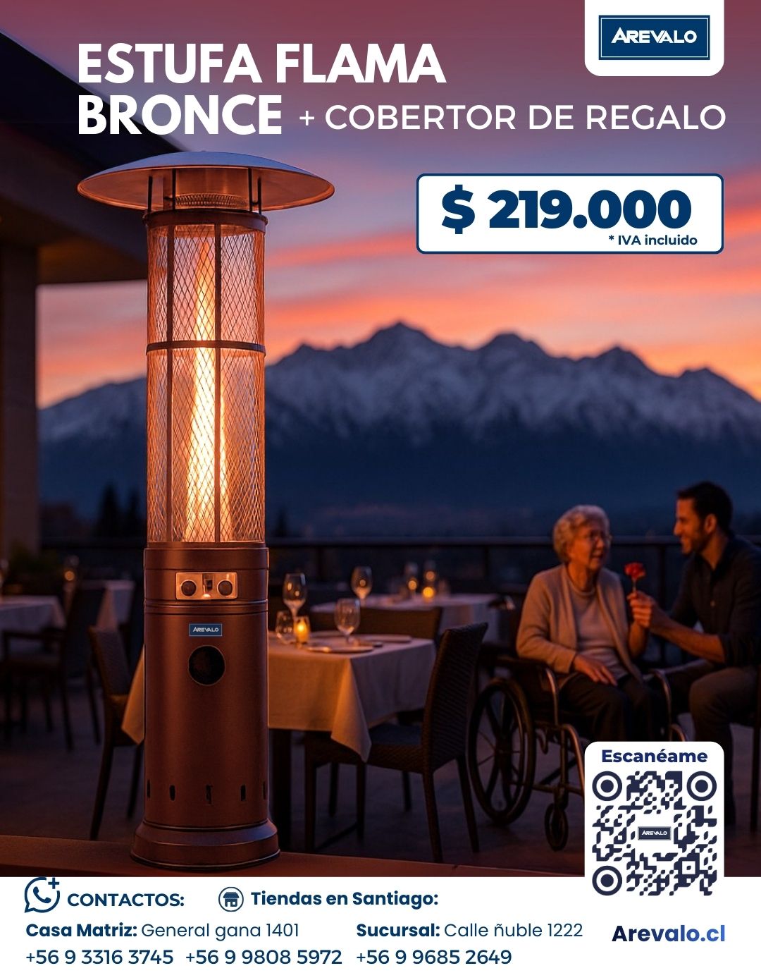 Estufa De Patio Modelo Flama Color Bronce+ Cobertor De Regalo - Imagen 9