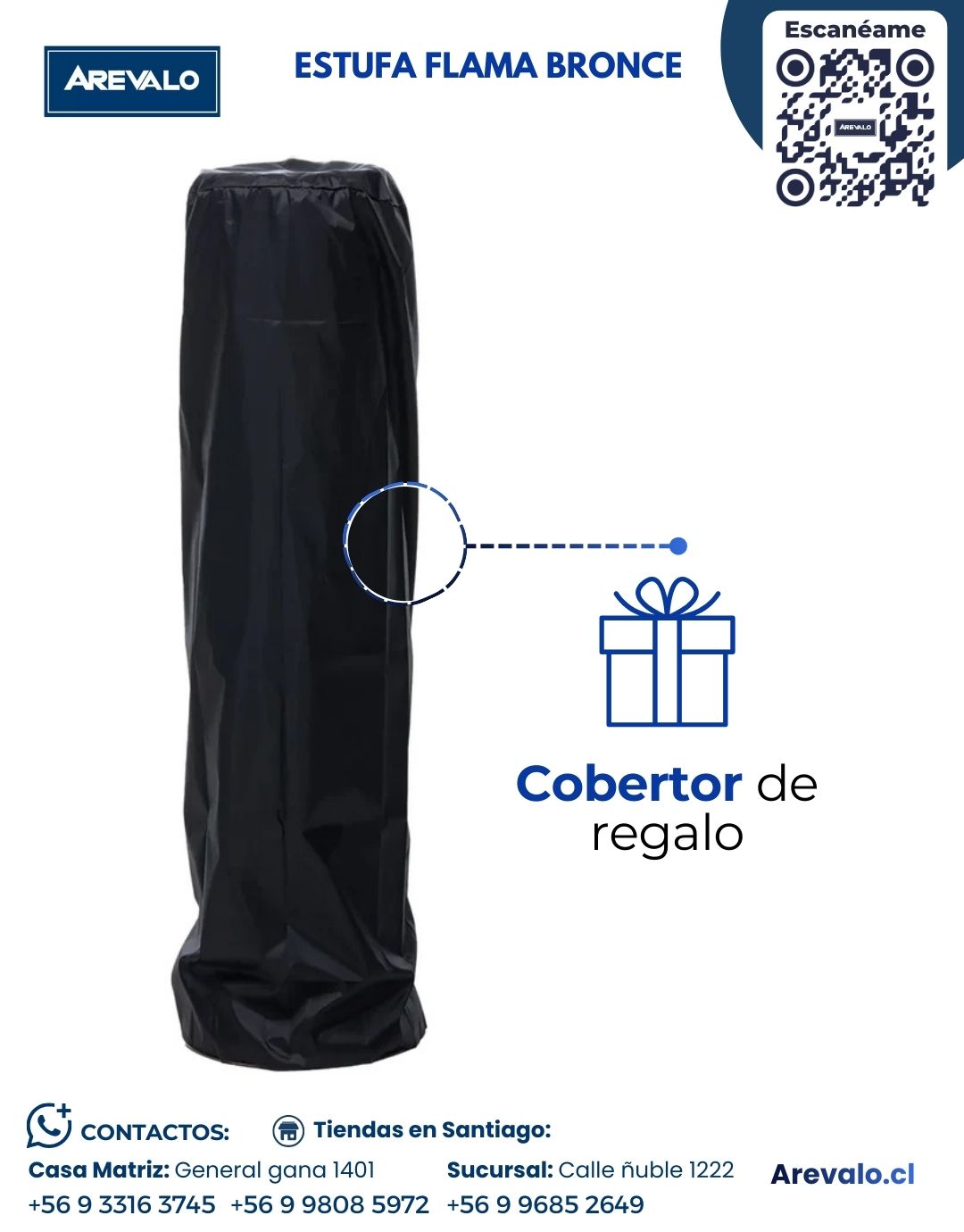 Estufa De Patio Modelo Flama Color Bronce+ Cobertor De Regalo - Imagen 8