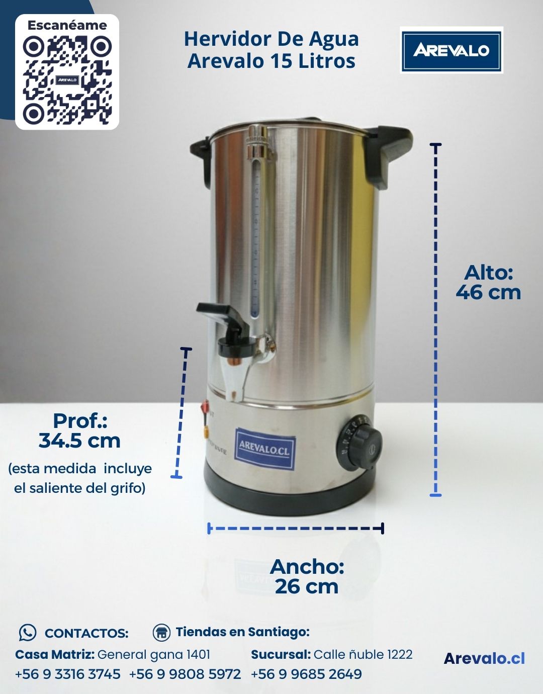 Hervidor De Agua Arevalo 15 Litros - Imagen 3