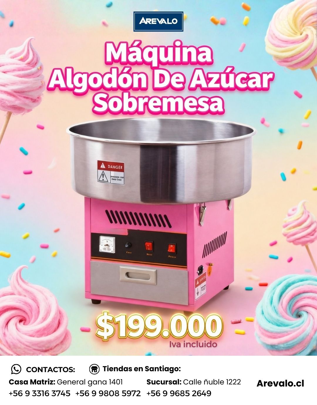 Máquina Algodón De Azúcar Sobremesa Arevalo - Imagen 4