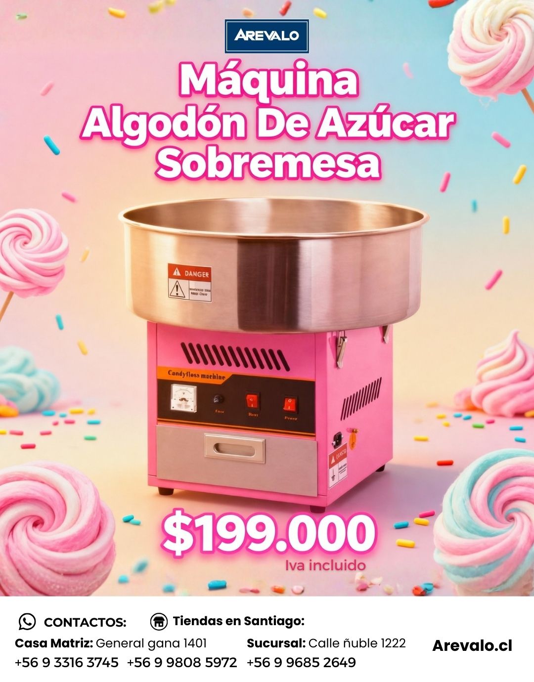 Máquina Algodón De Azúcar Sobremesa Arevalo - Imagen 6