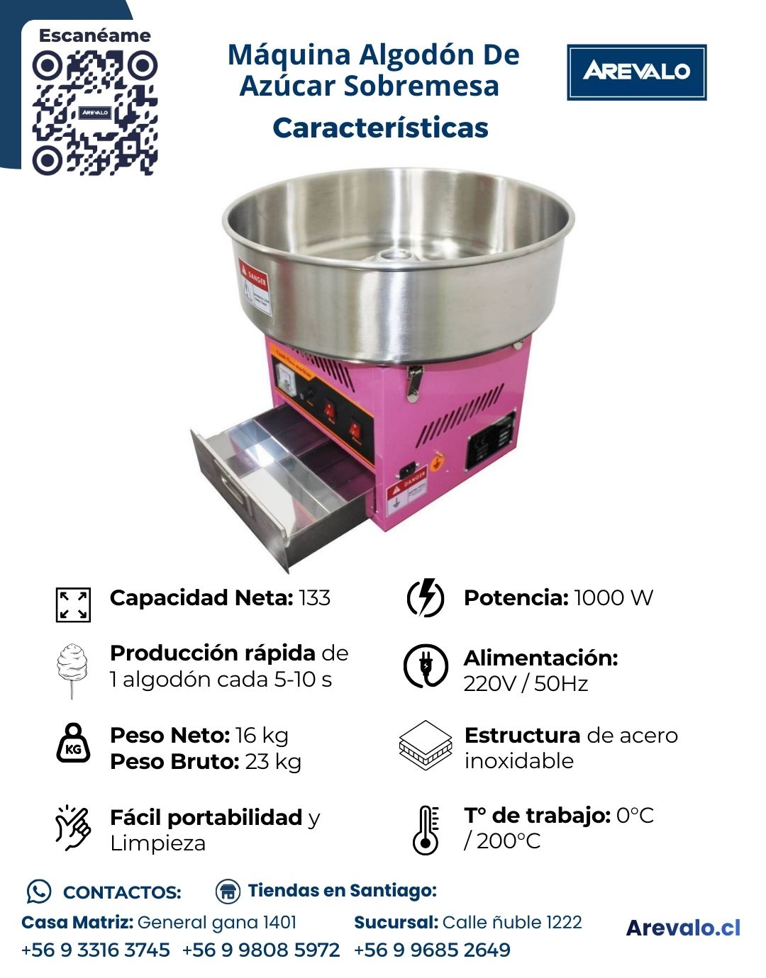 Máquina Algodón De Azúcar Sobremesa Arevalo - Imagen 5