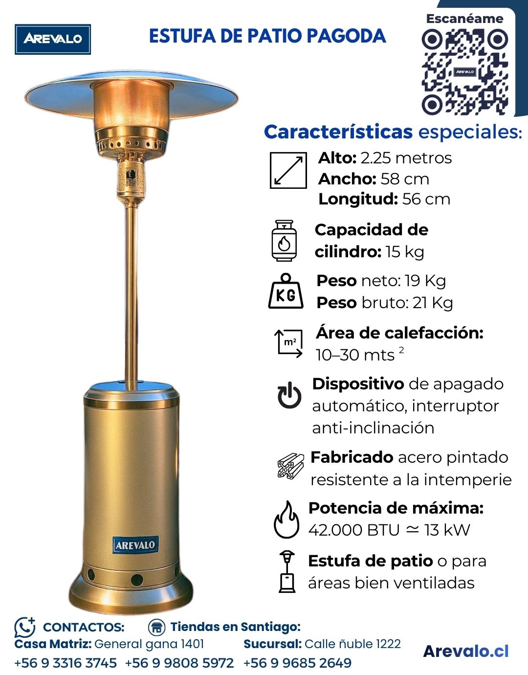 Estufa De Patio Pagoda Acero Inoxidable + Cobertor De Regalo - Imagen 5