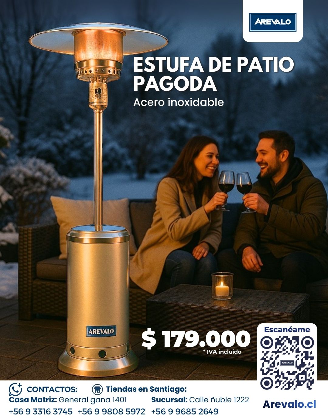 Estufa De Patio Pagoda Acero Inoxidable + Cobertor De Regalo - Imagen 9