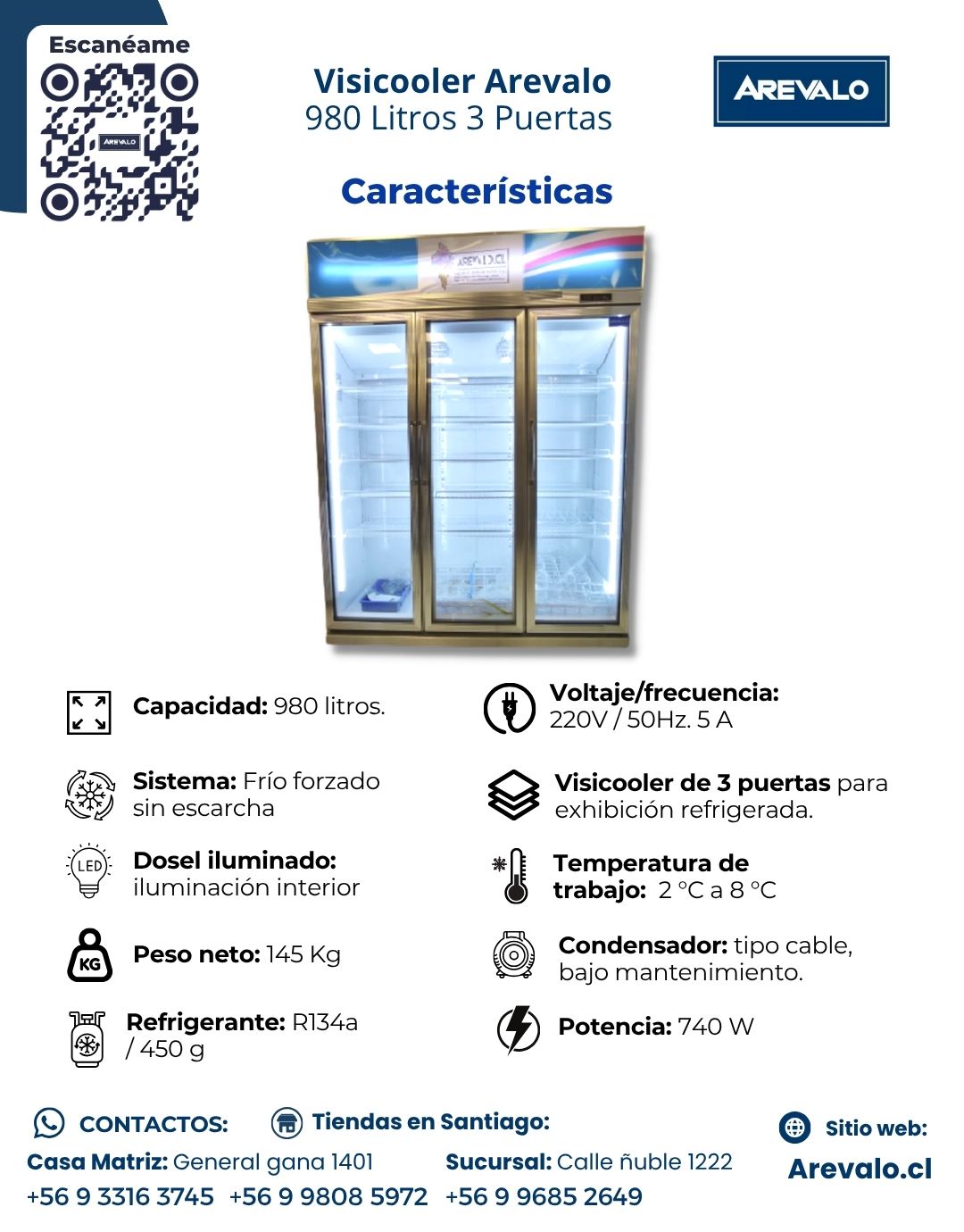 Visicooler 980 Litros 3 Puertas Arevalo - Imagen 4