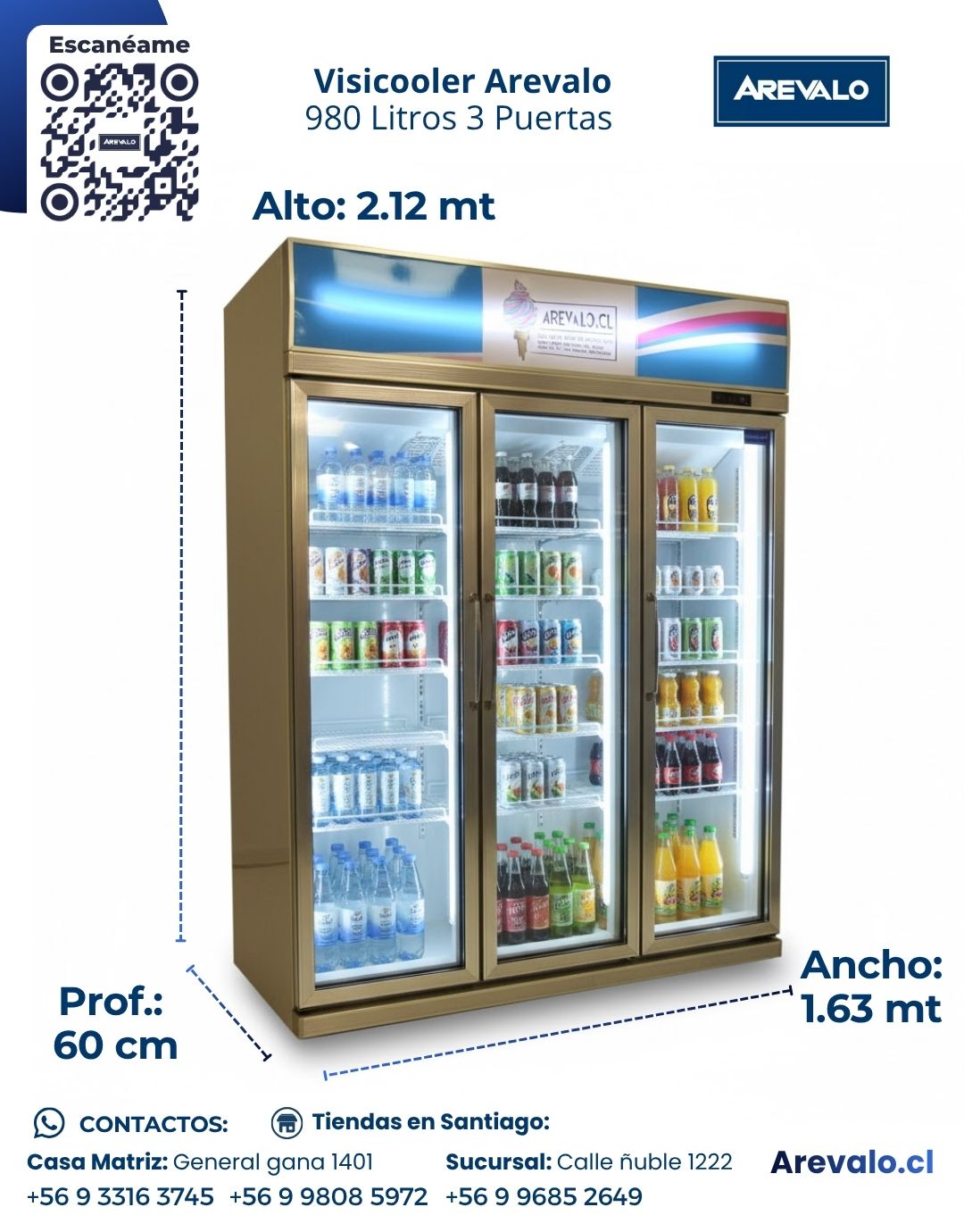 Visicooler 980 Litros 3 Puertas Arevalo - Imagen 3