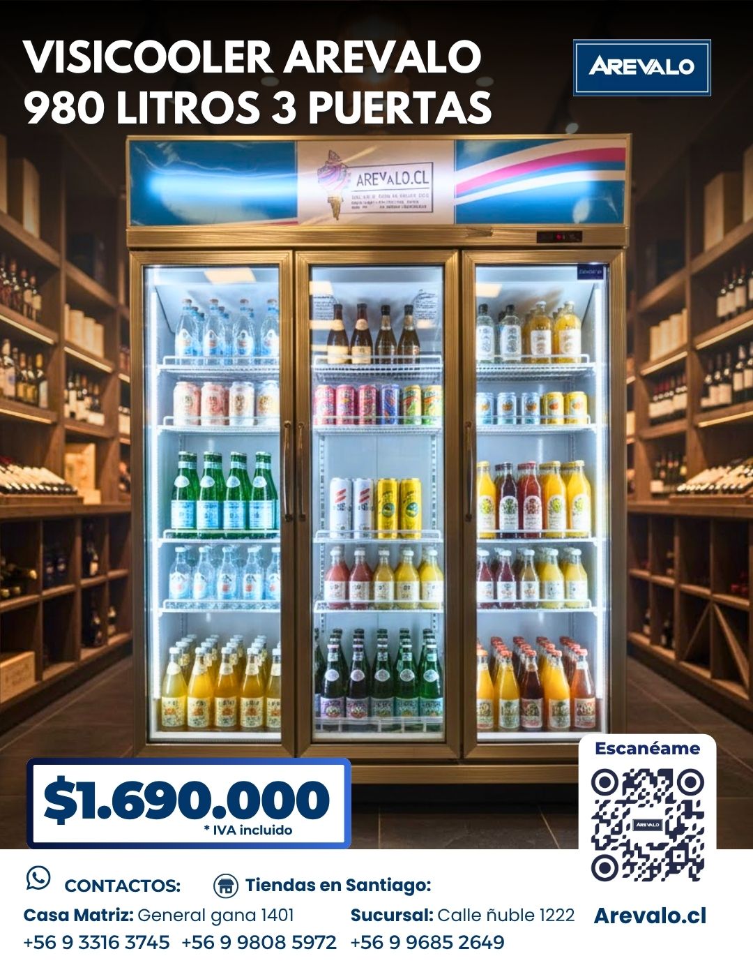 Visicooler 980 Litros 3 Puertas Arevalo - Imagen 5