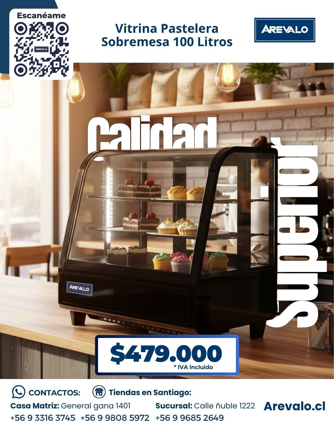 Vitrina Pastelera Sobremesa 100 Litros - Imagen 5