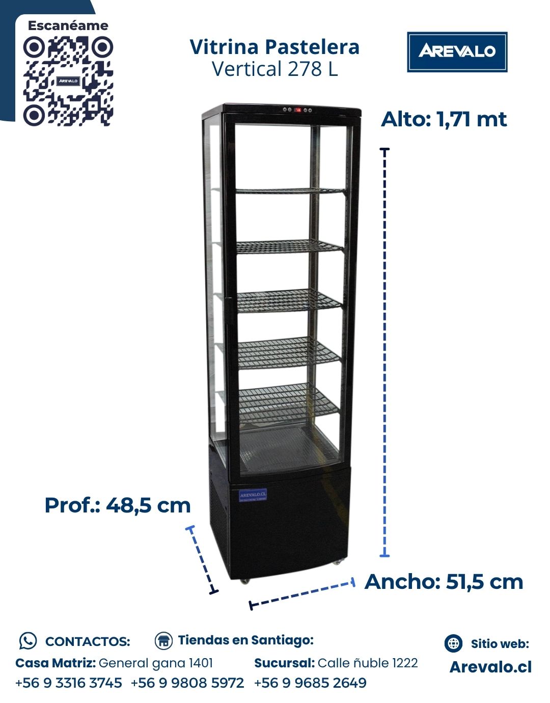 Vitrina Pastelera Vertical Negra 278 Litros - Imagen 4