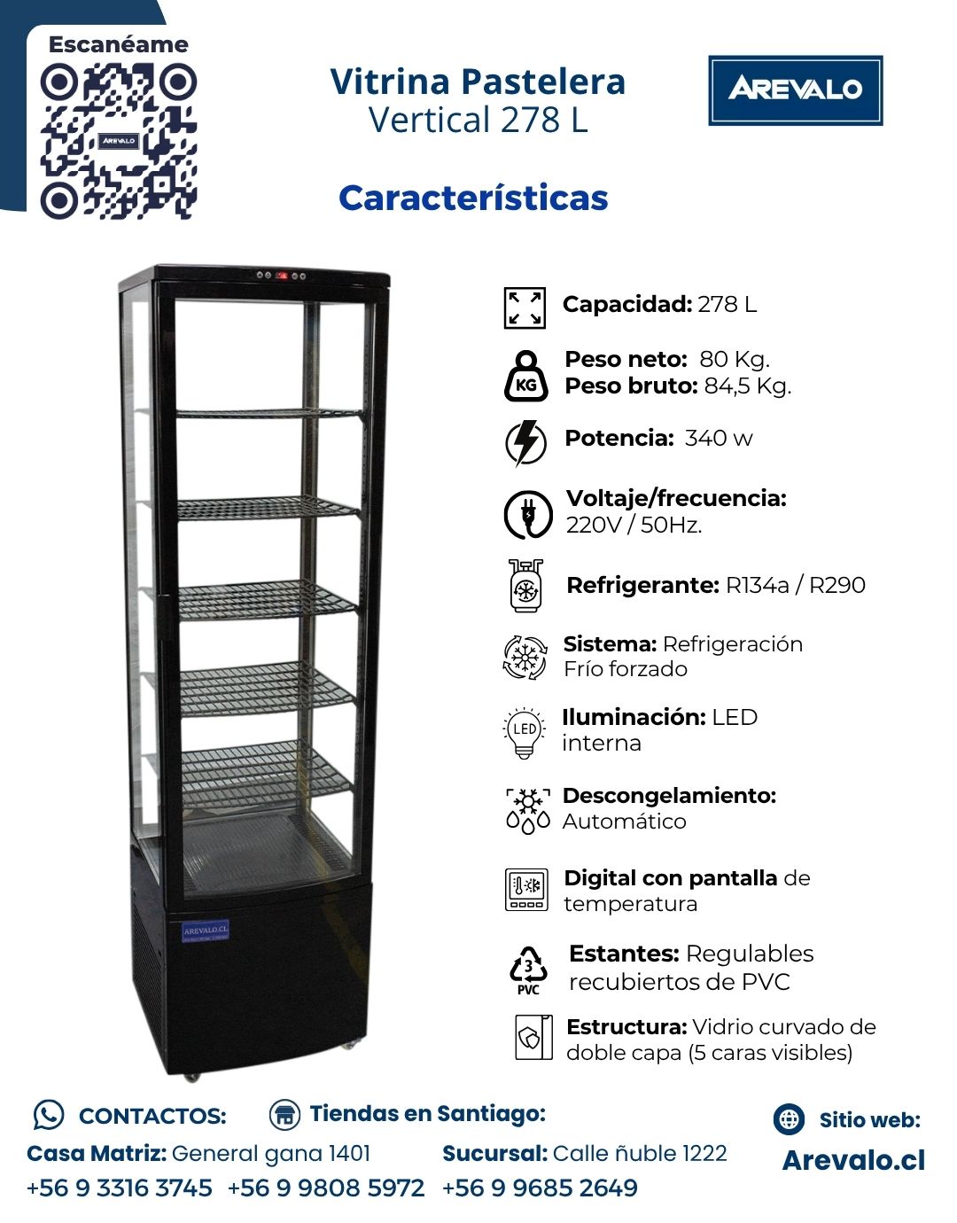 Vitrina Pastelera Vertical Negra 278 Litros - Imagen 5