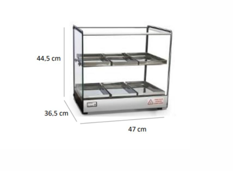 Vitrina De Calor Vidrio Recto De 6 Bandejas - Imagen 2