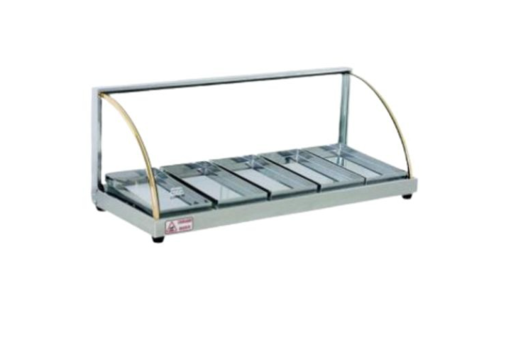 Vitrina De Calor Vidrio Curvo De 5 Bandejas