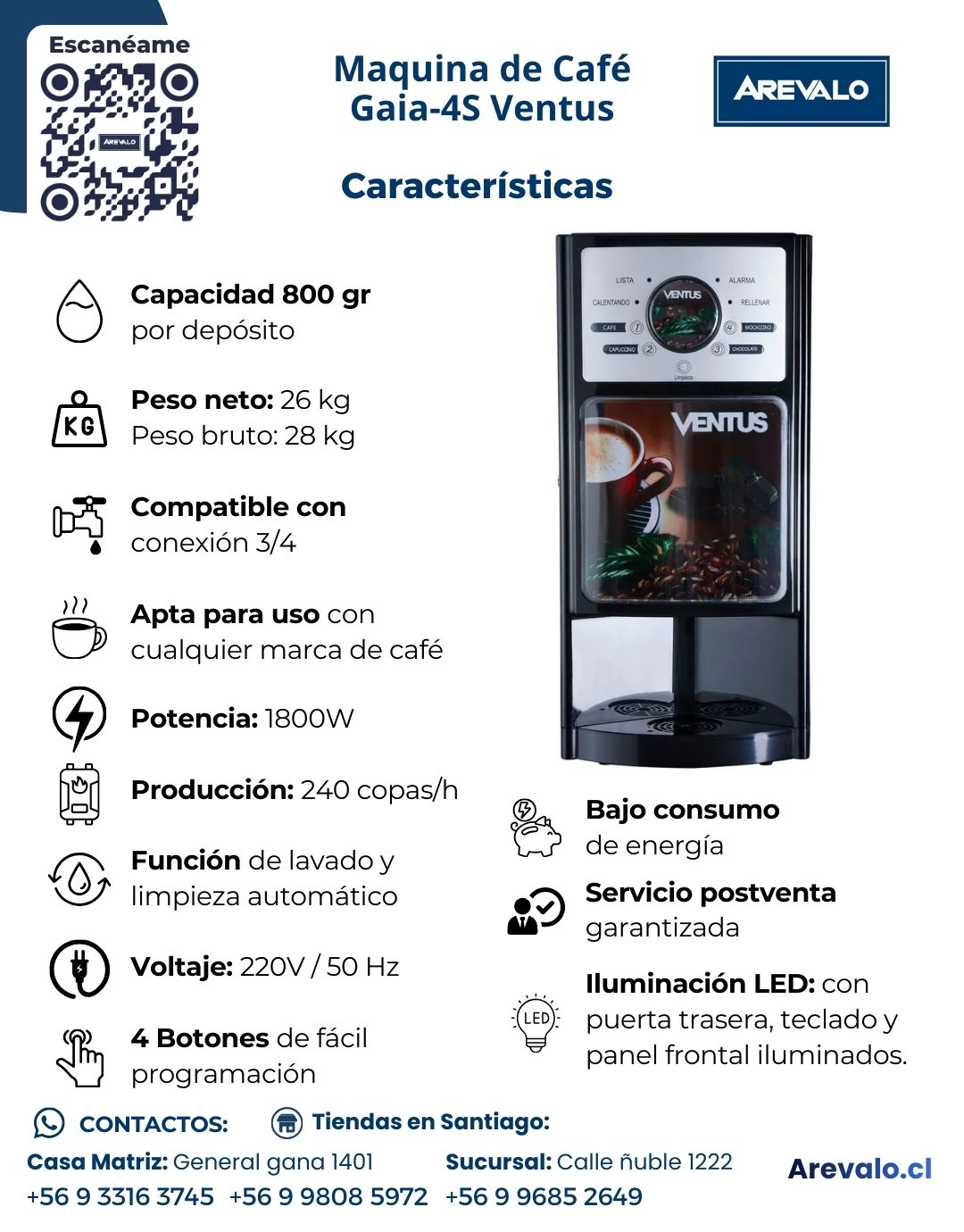 Maquina De Café Ventus 4 Opciones - Imagen 4