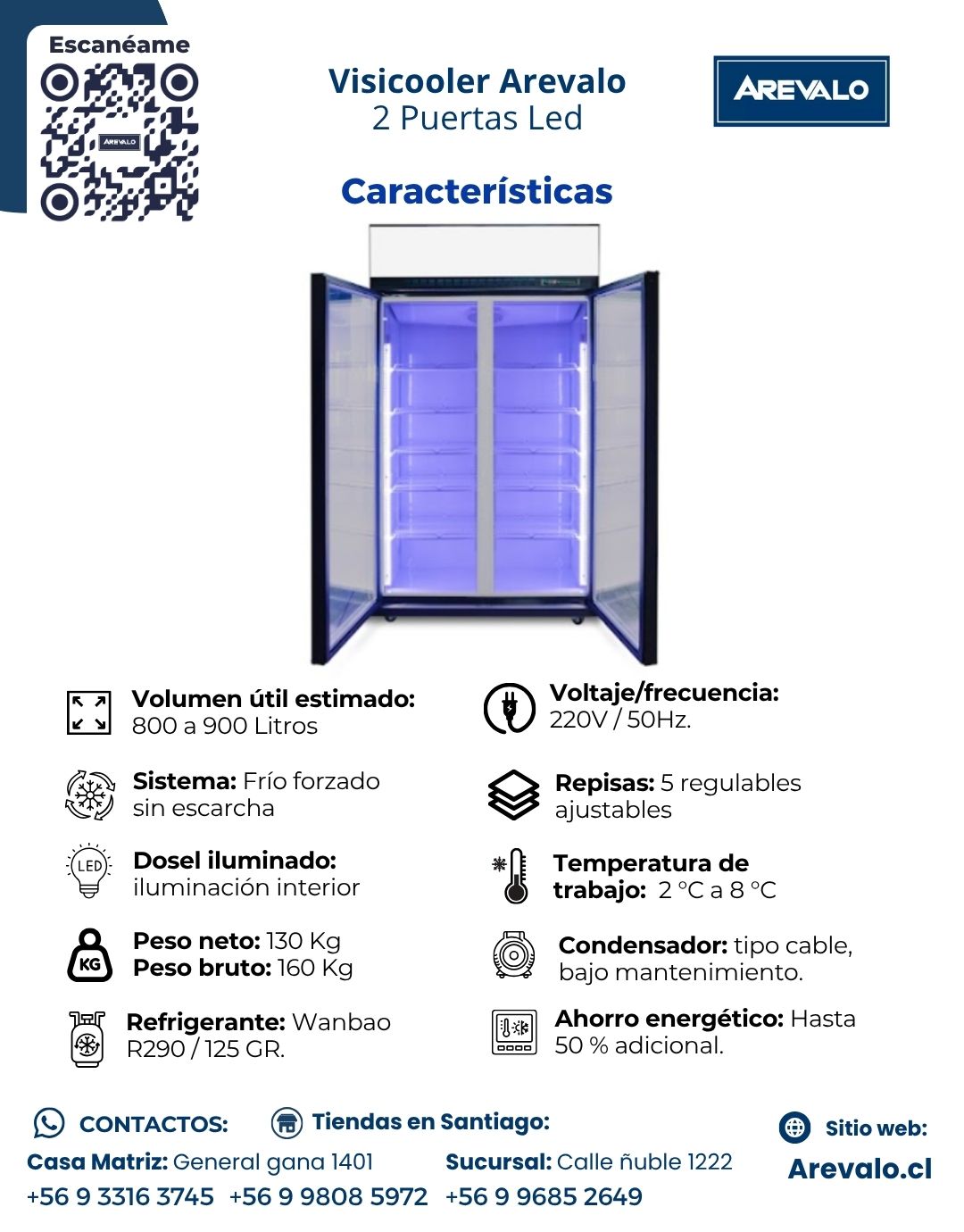 Visicooler Arevalo 2 Puertas Led - Imagen 3