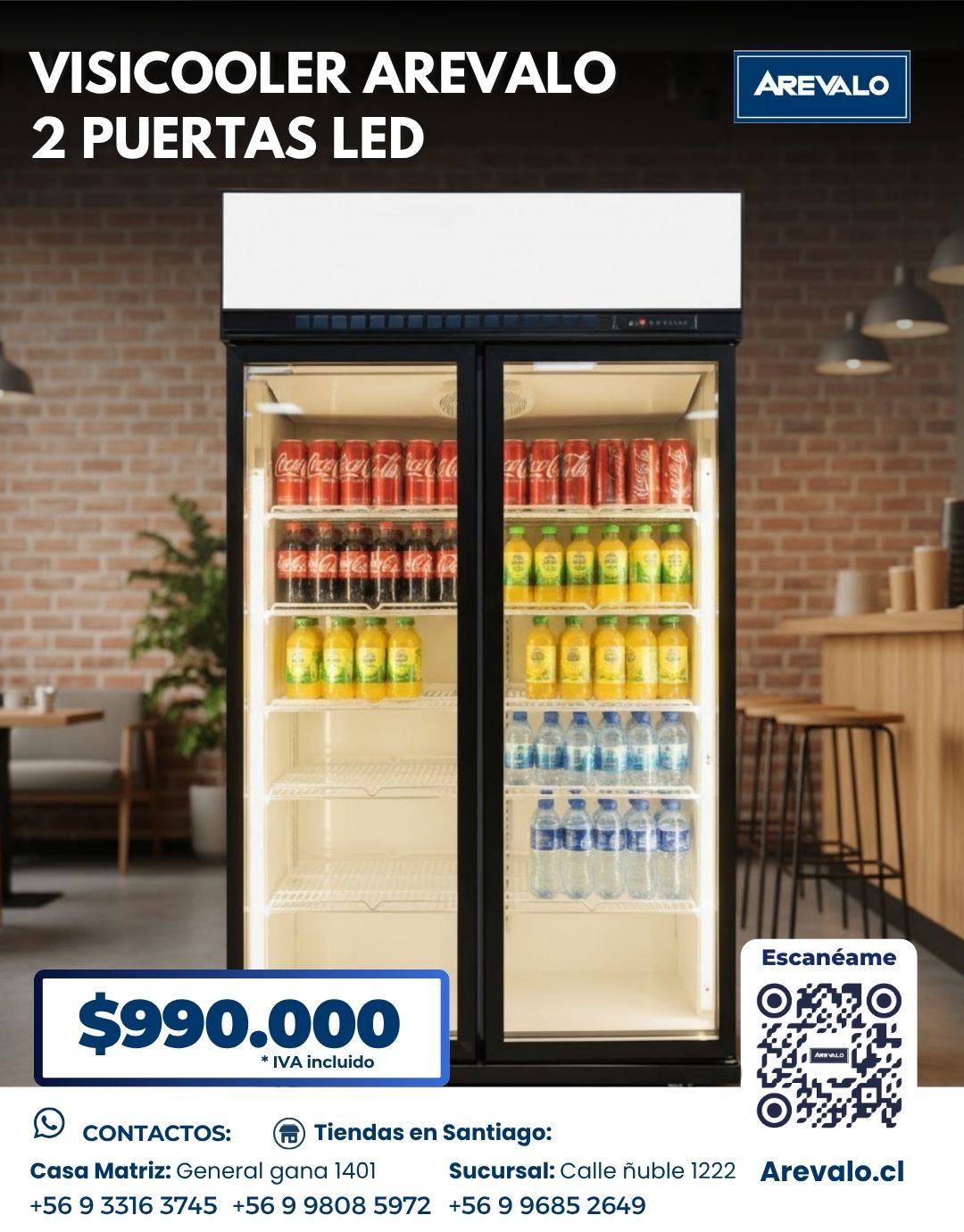 Visicooler Arevalo 2 Puertas Led - Imagen 6