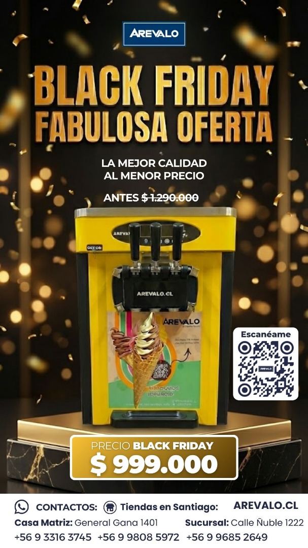 Máquina de Helado Soft Sobremesa Arevalo Amarilla