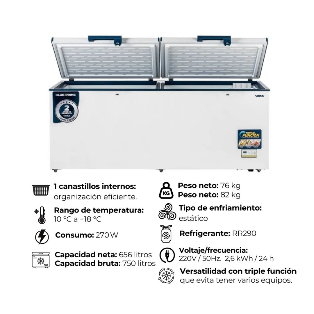 Conservadora – Congeladora Tapa Dura CTD-750 PRIME Ventus - Imagen 4