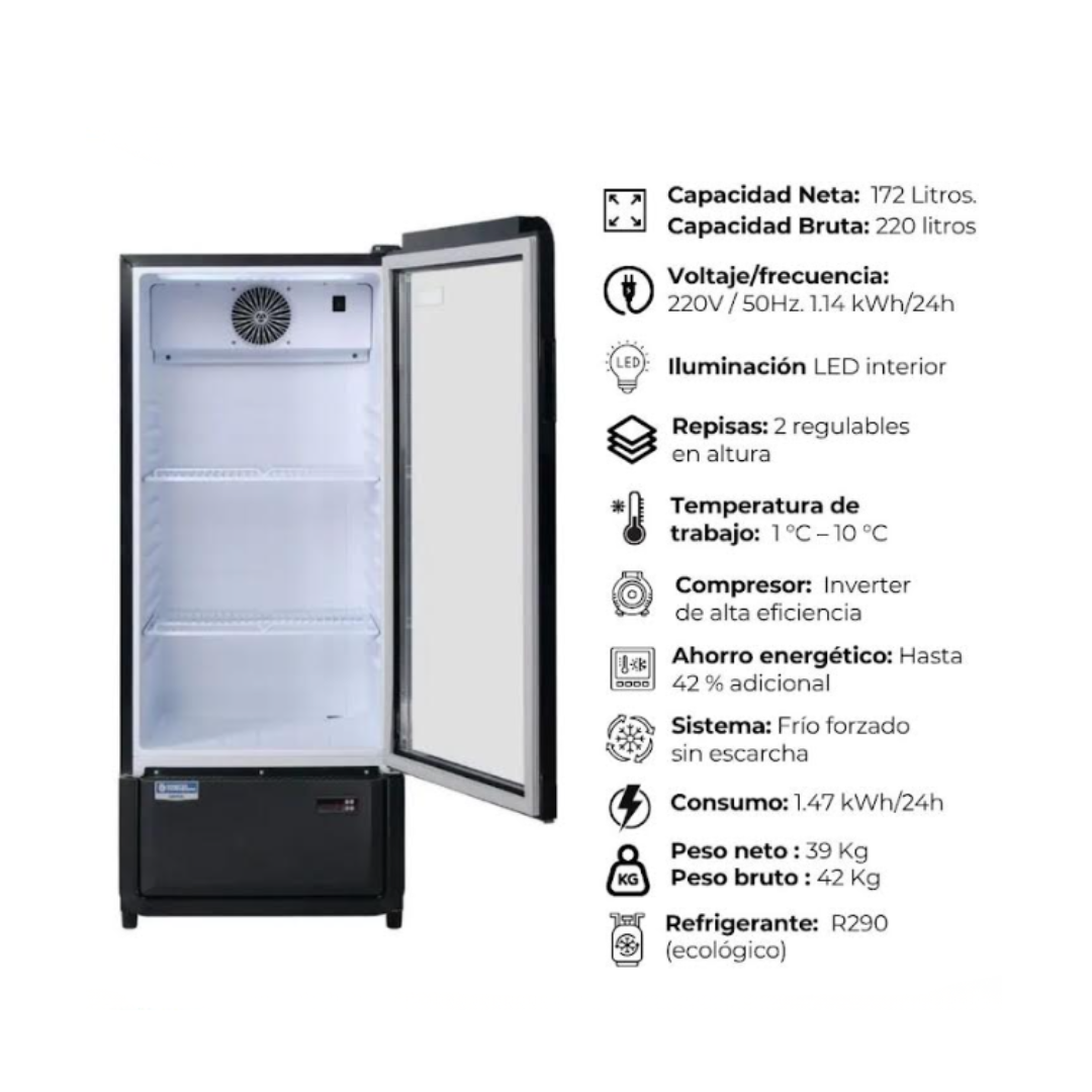 Visicooler Inverter 200 Lts 1 Puerta VC-200 INV Ventus - Imagen 3