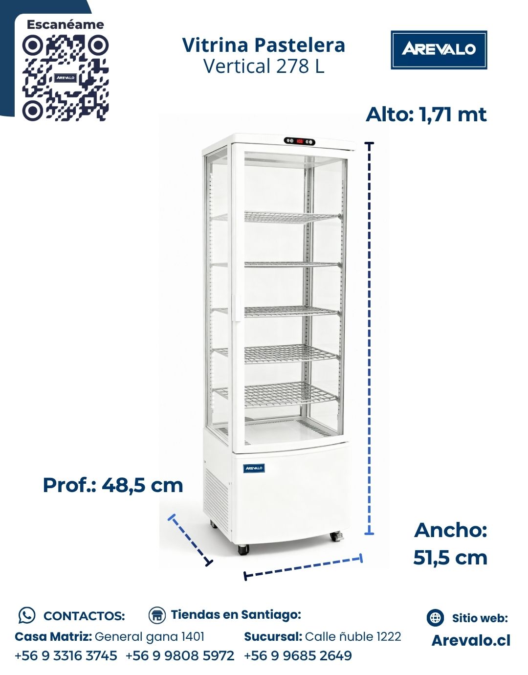 Vitrina Pastelera Vertical Blanca 278 Litros - Imagen 3