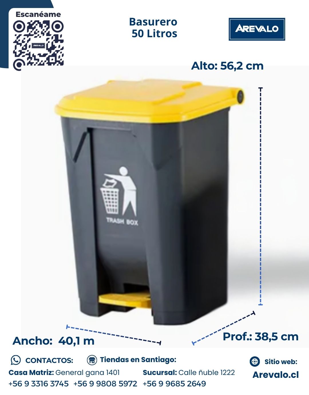 Basurero con Pedal de 50L – Arévalo - Imagen 4
