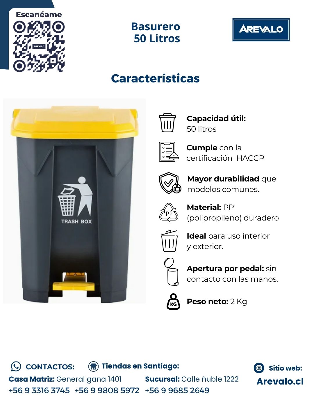 Basurero con Pedal de 50L – Arévalo - Imagen 5