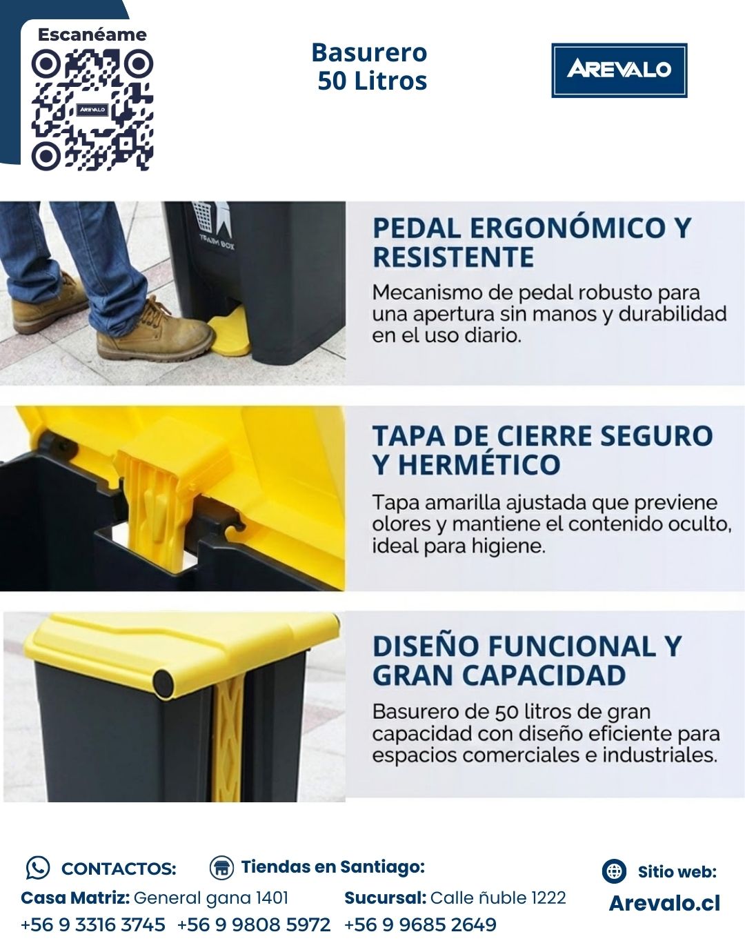 Basurero con Pedal de 50L – Arévalo - Imagen 6