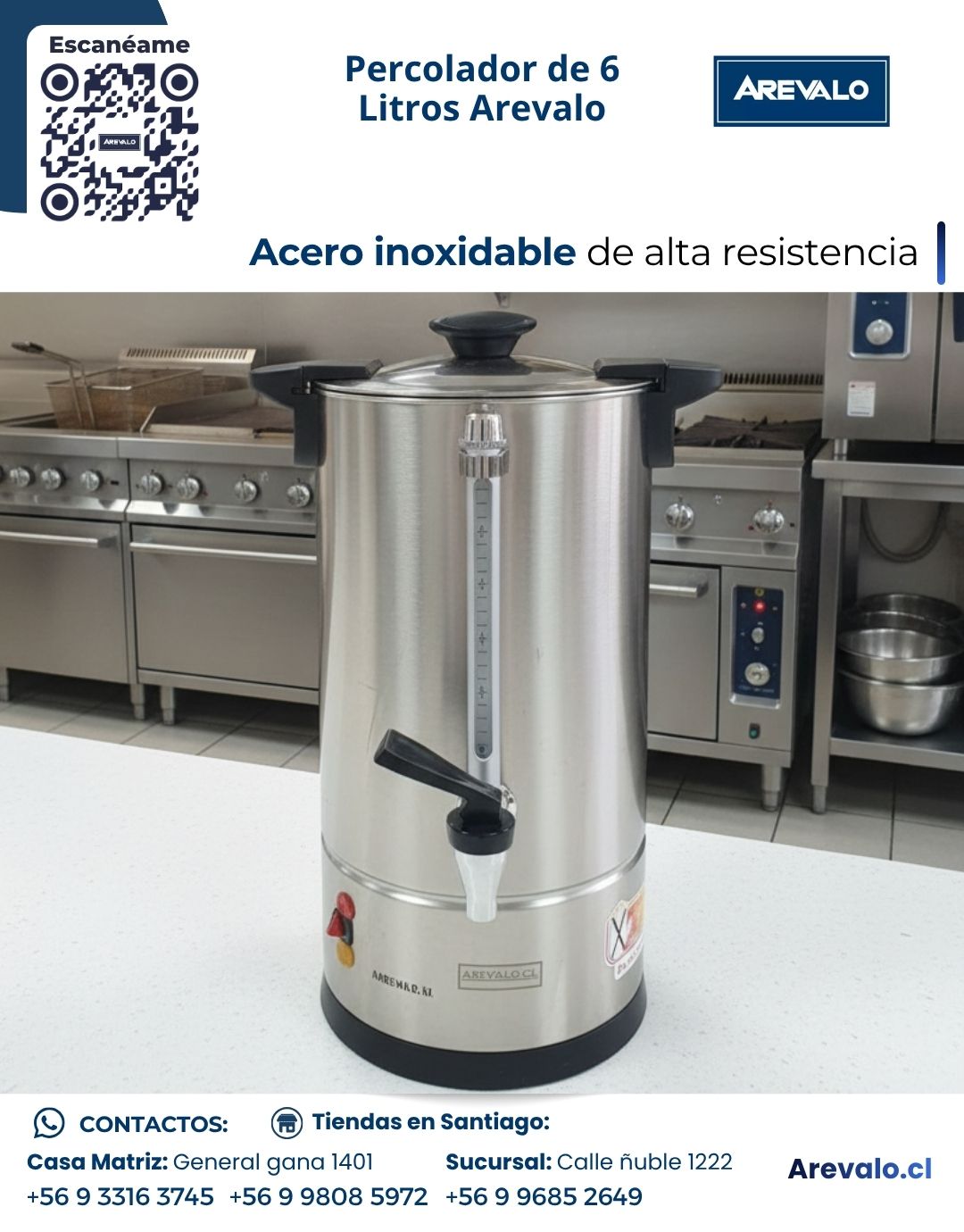 Hervidor de Agua (Percolador ) 6 Litros – AREVALO - Imagen 8