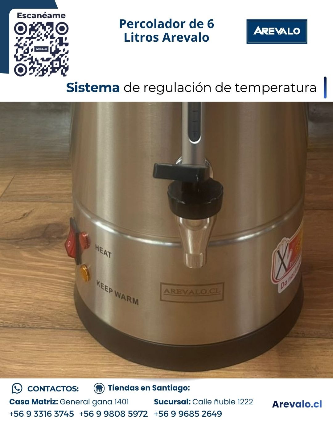 Hervidor de Agua (Percolador ) 6 Litros – AREVALO - Imagen 9