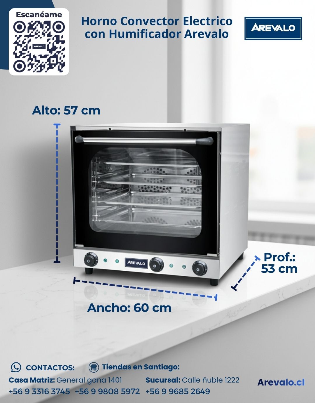 Horno Convector Eléctrico con Humificador Arevalo - Imagen 4