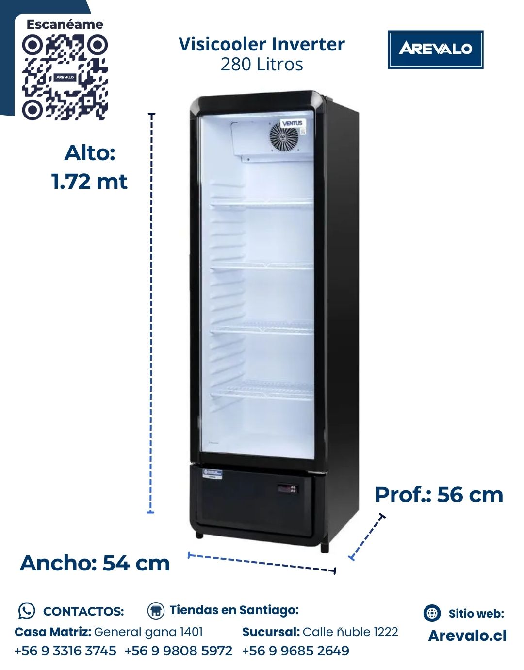 Visicooler Inverter 280 Lts 1 Puerta VC-280 INV Ventus - Imagen 3