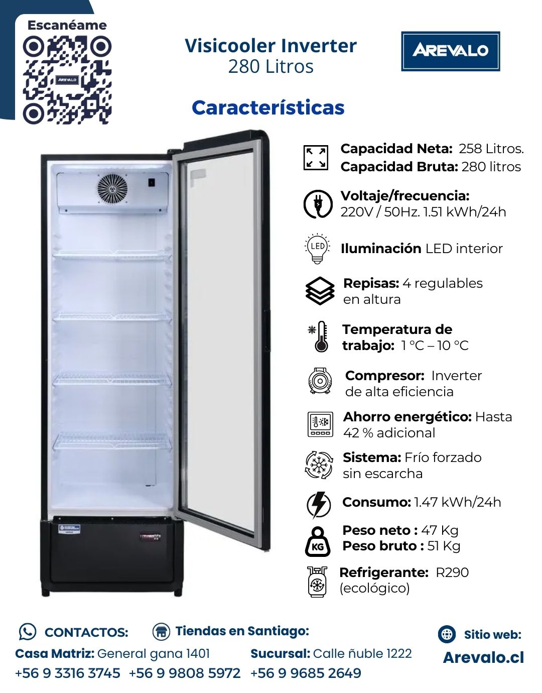 Visicooler Inverter 280 Lts 1 Puerta VC-280 INV Ventus - Imagen 6