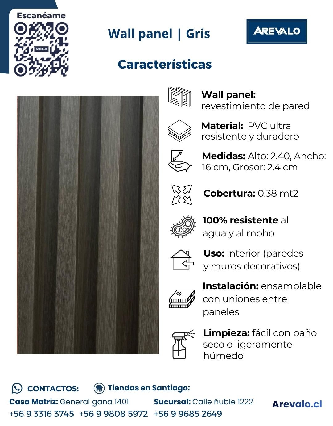 Wall Panel – Revestimiento Arevalo Color Gris - Imagen 2