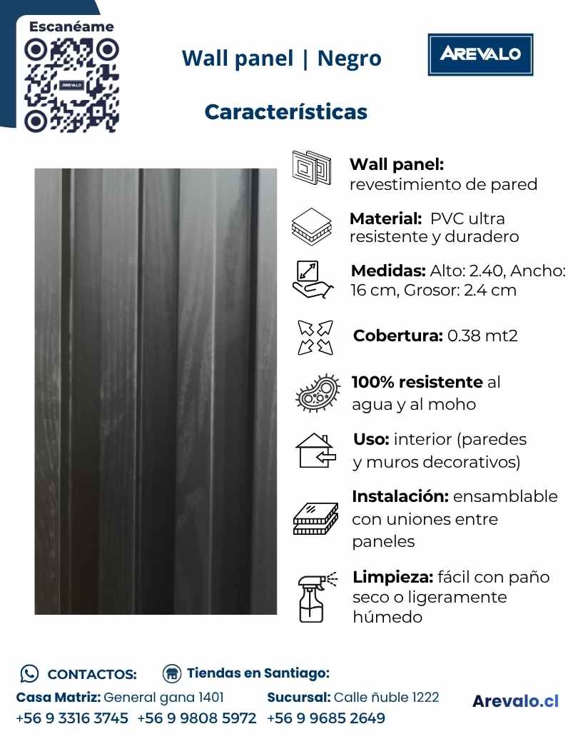 Wall Panel – Revestimiento Arevalo Color Negro - Imagen 2