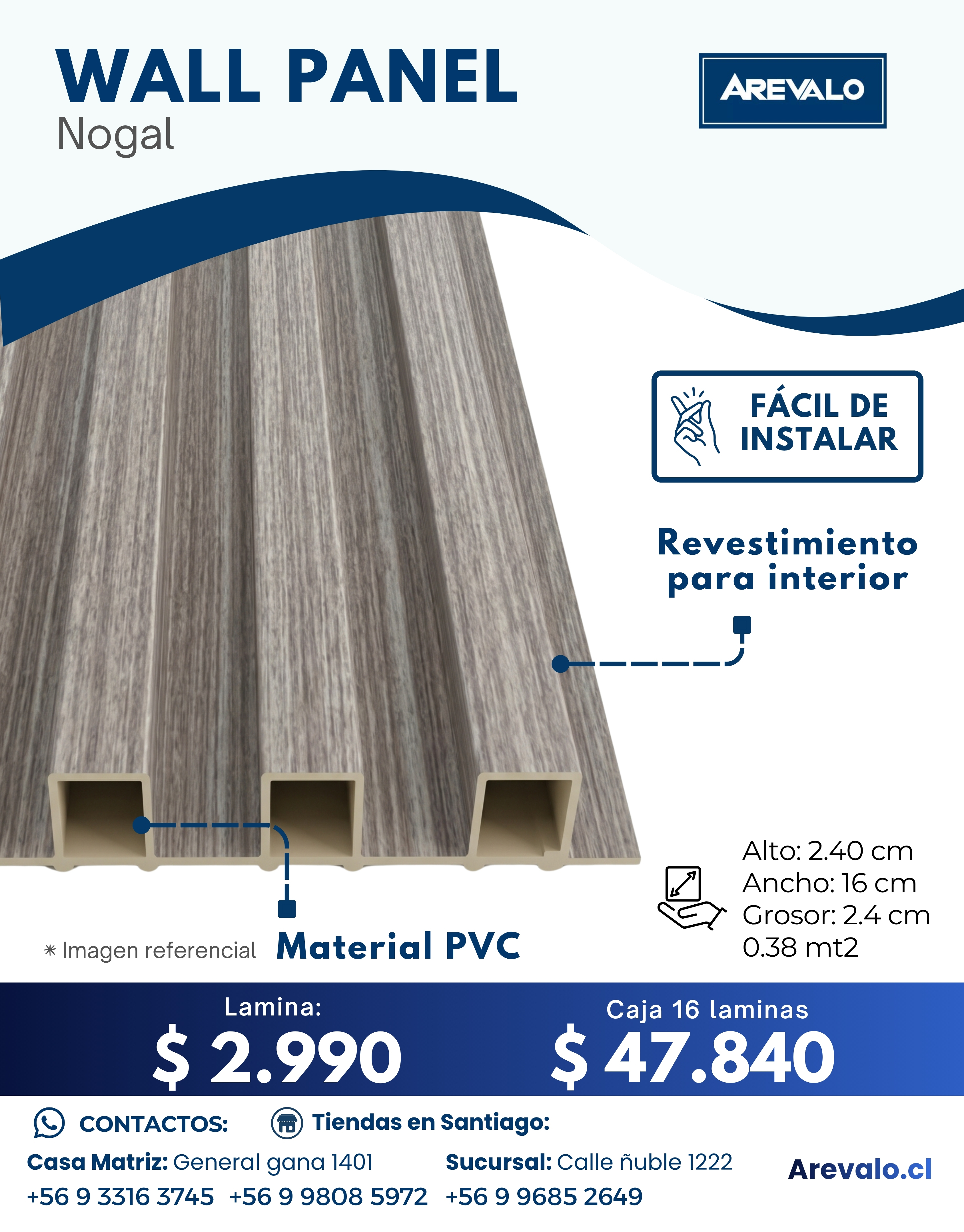 Wall Panel – Revestimiento Arevalo Color Nogal