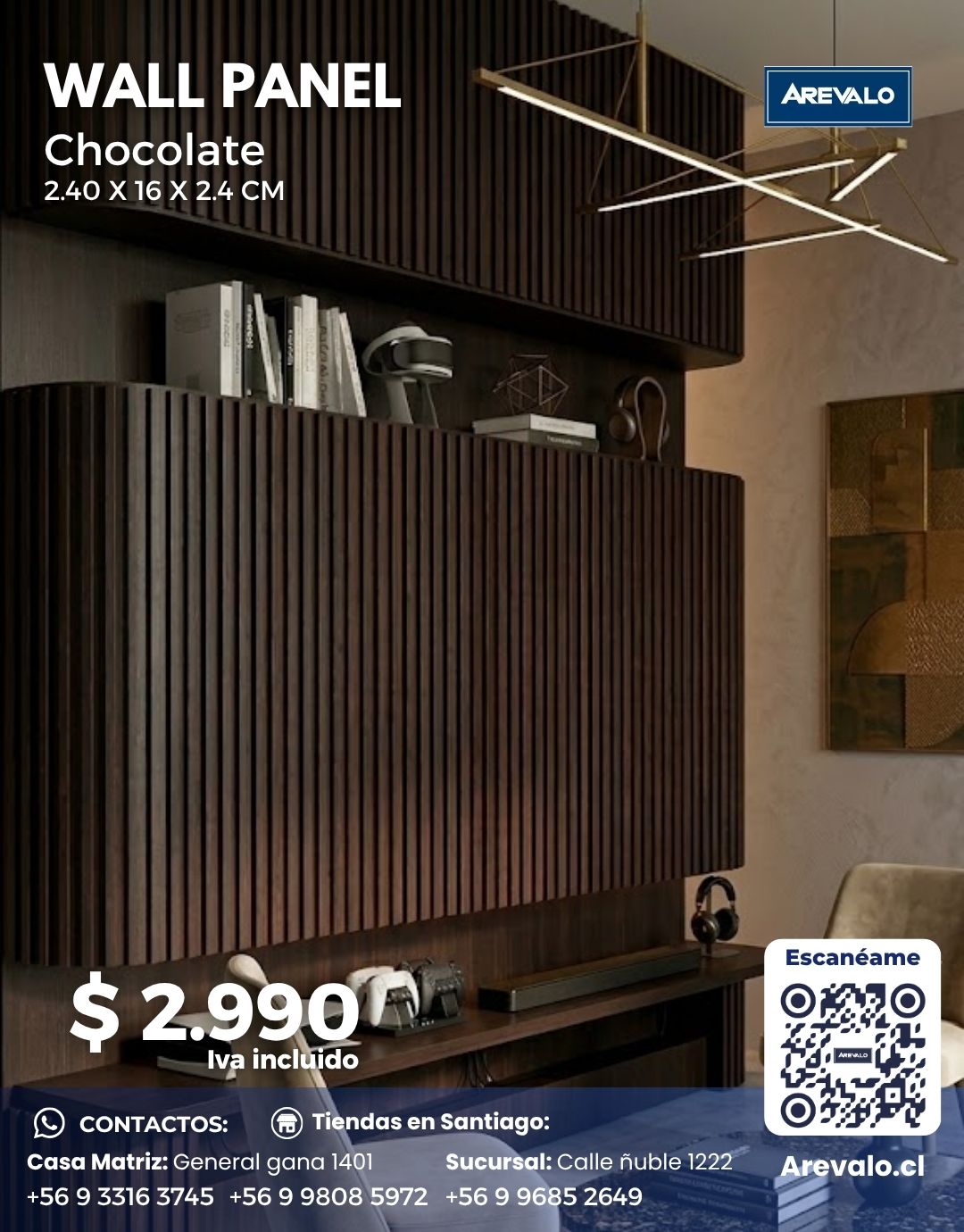 Wall Panel – Revestimiento Arevalo Color Chocolate - Imagen 3