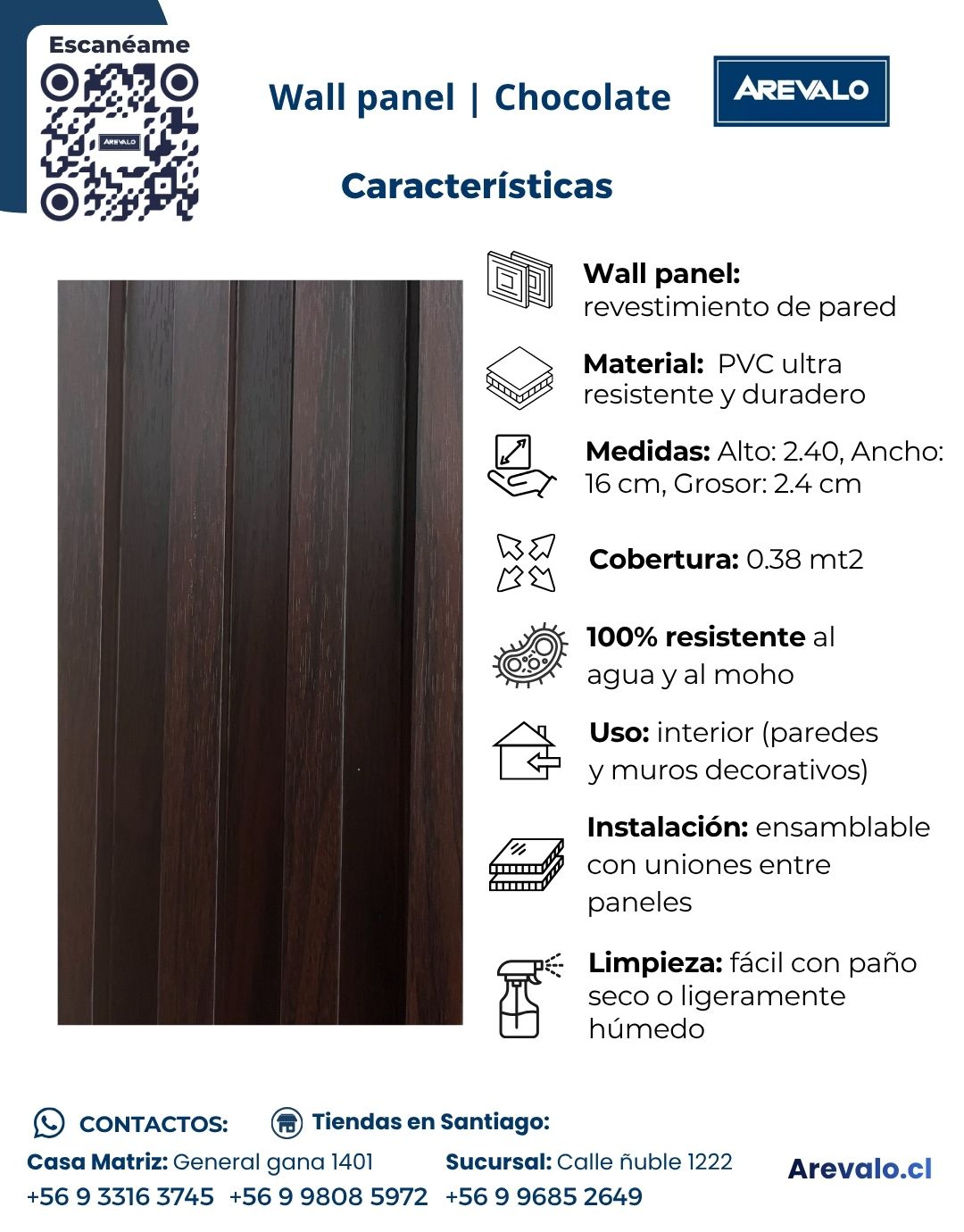 Wall Panel – Revestimiento Arevalo Color Chocolate - Imagen 2