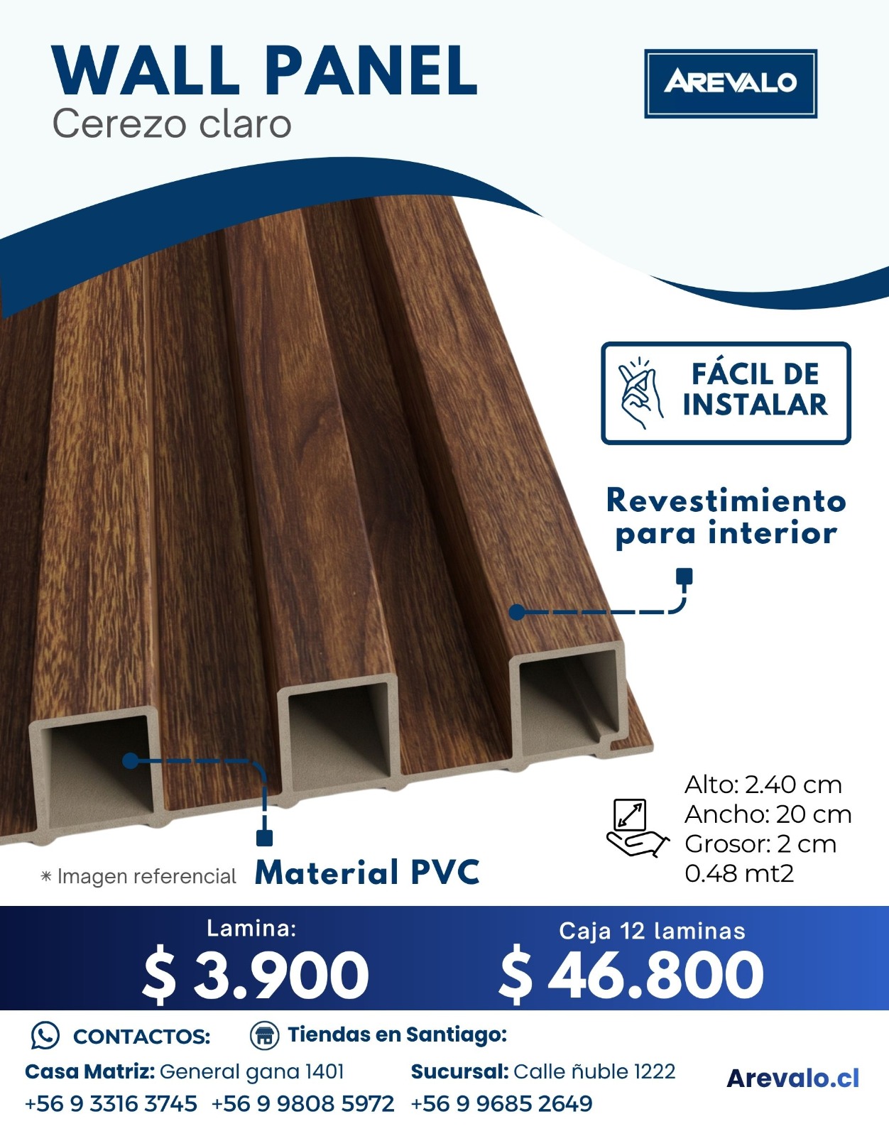 Wall Panel – Revestimiento Arevalo Color Cerezo Claro
