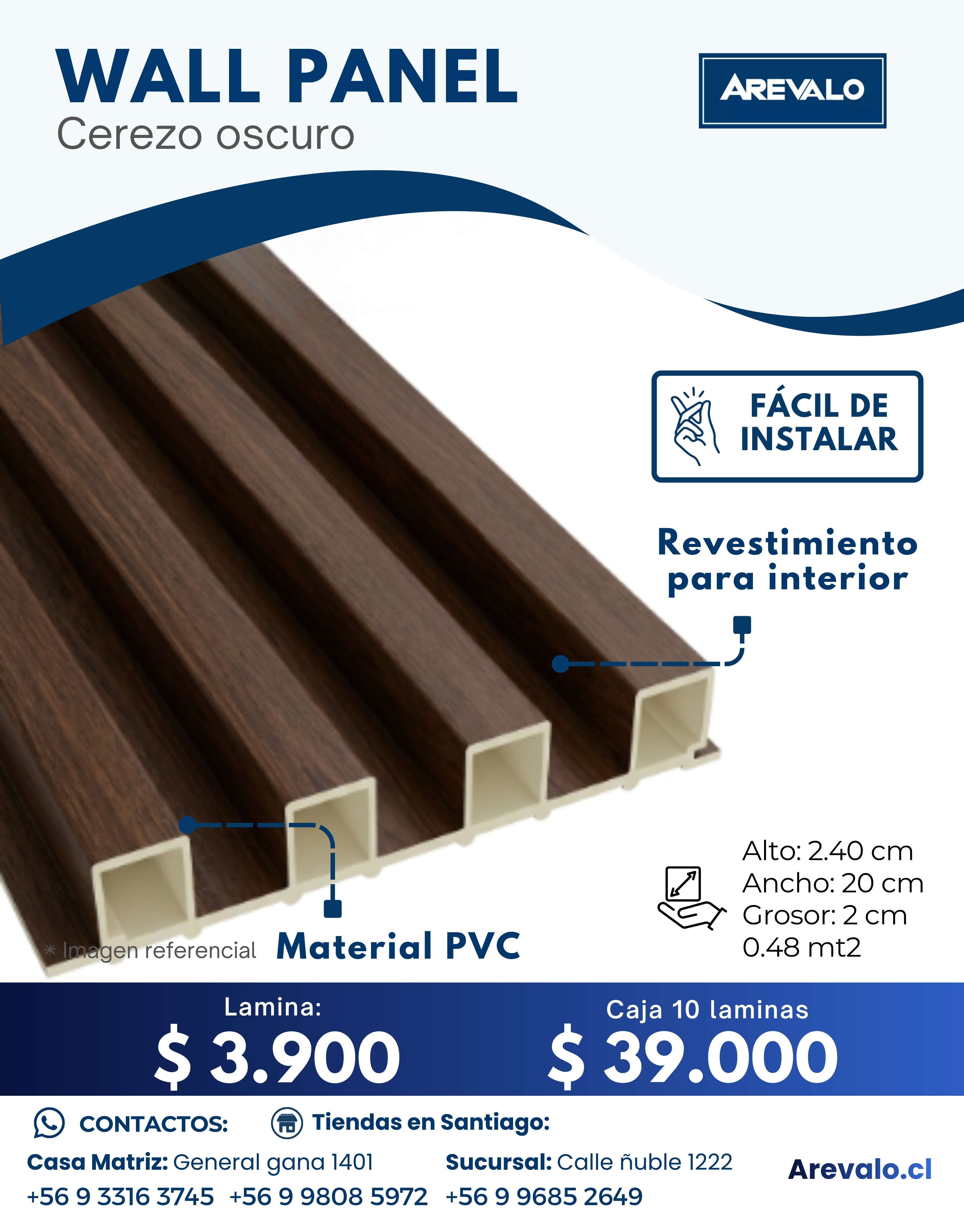 Wall Panel – Revestimiento Arevalo Color Cerezo Oscuro