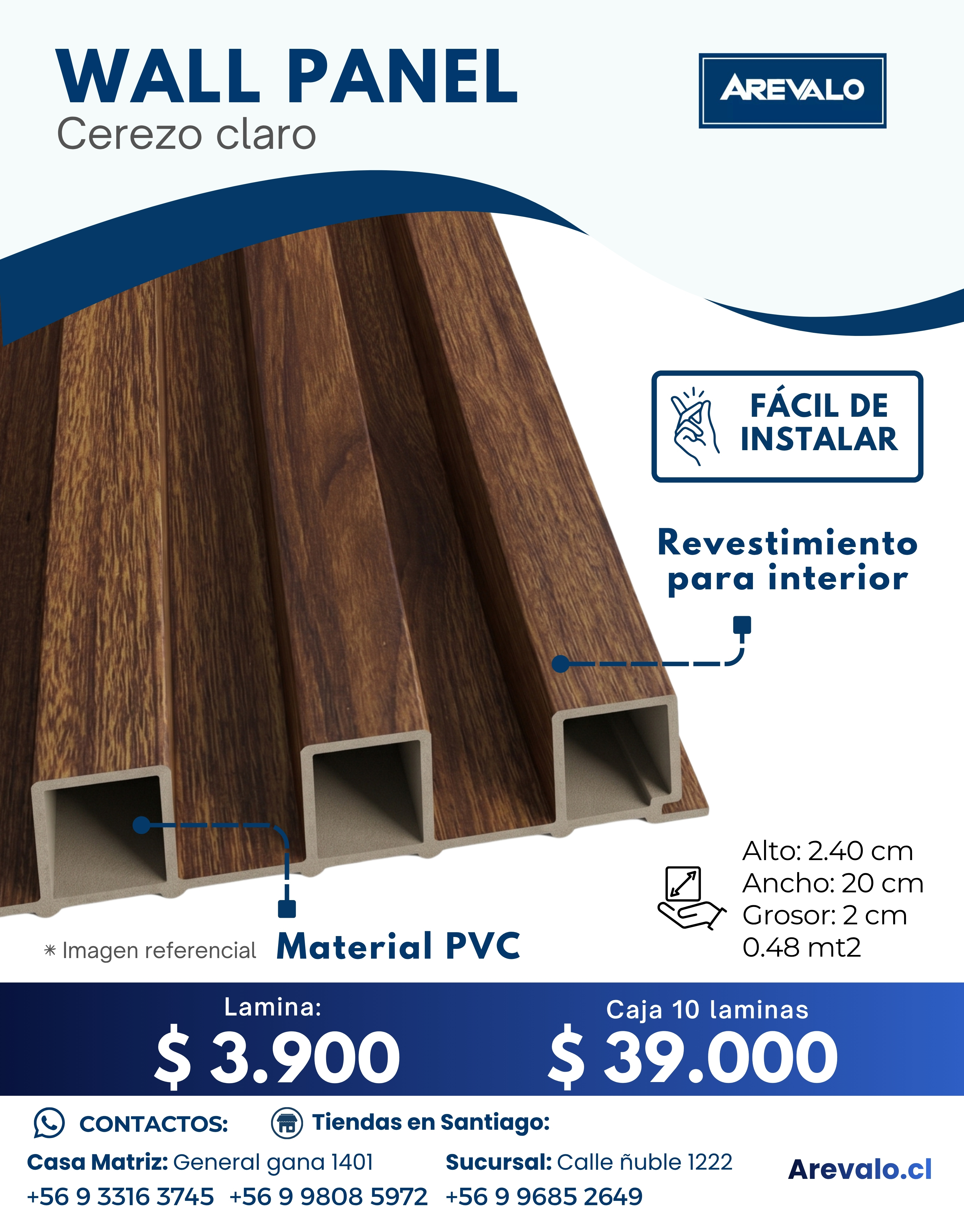 Wall Panel – Revestimiento Arevalo Color Cerezo Claro