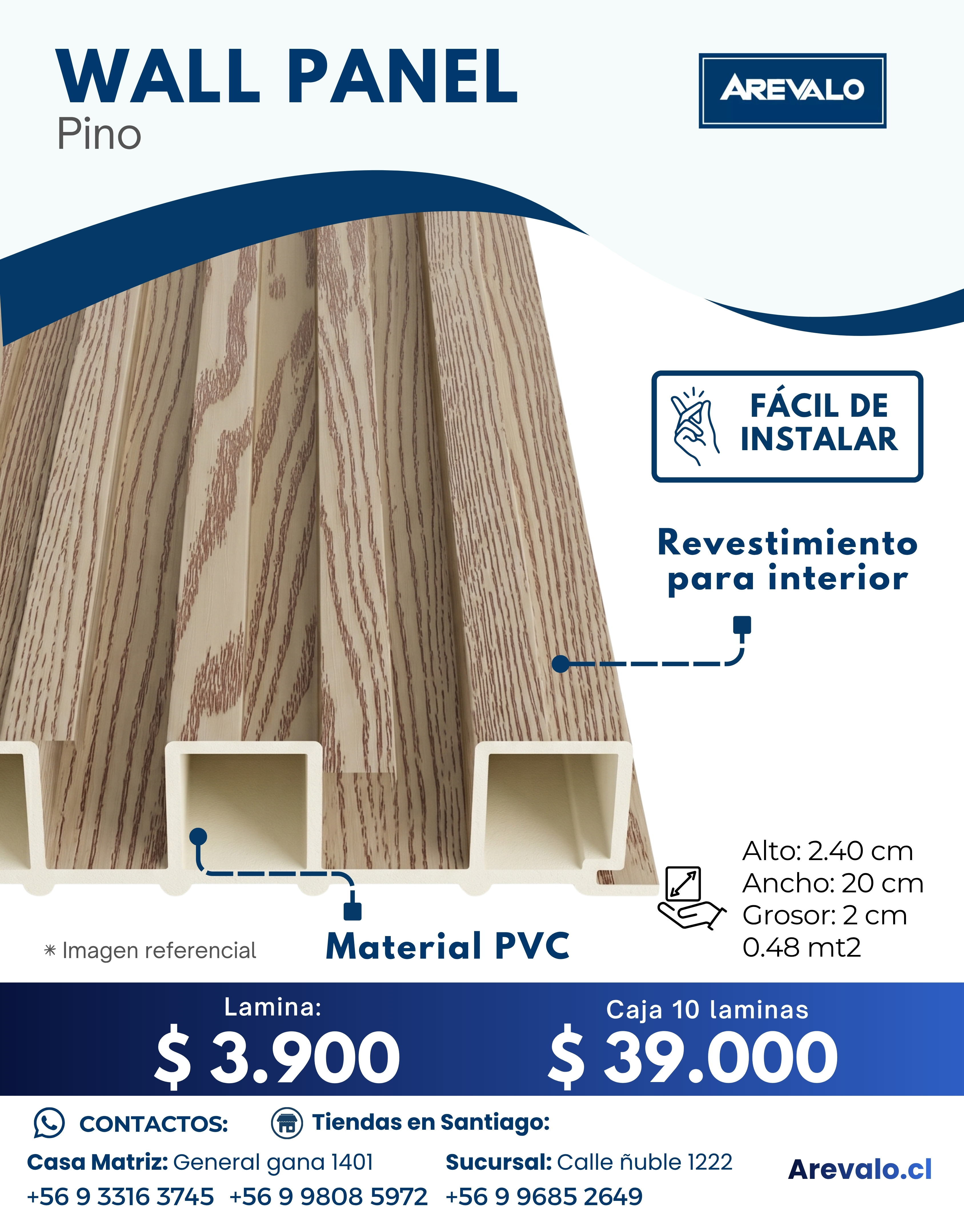 Wall Panel – Revestimiento Arevalo Color Pino