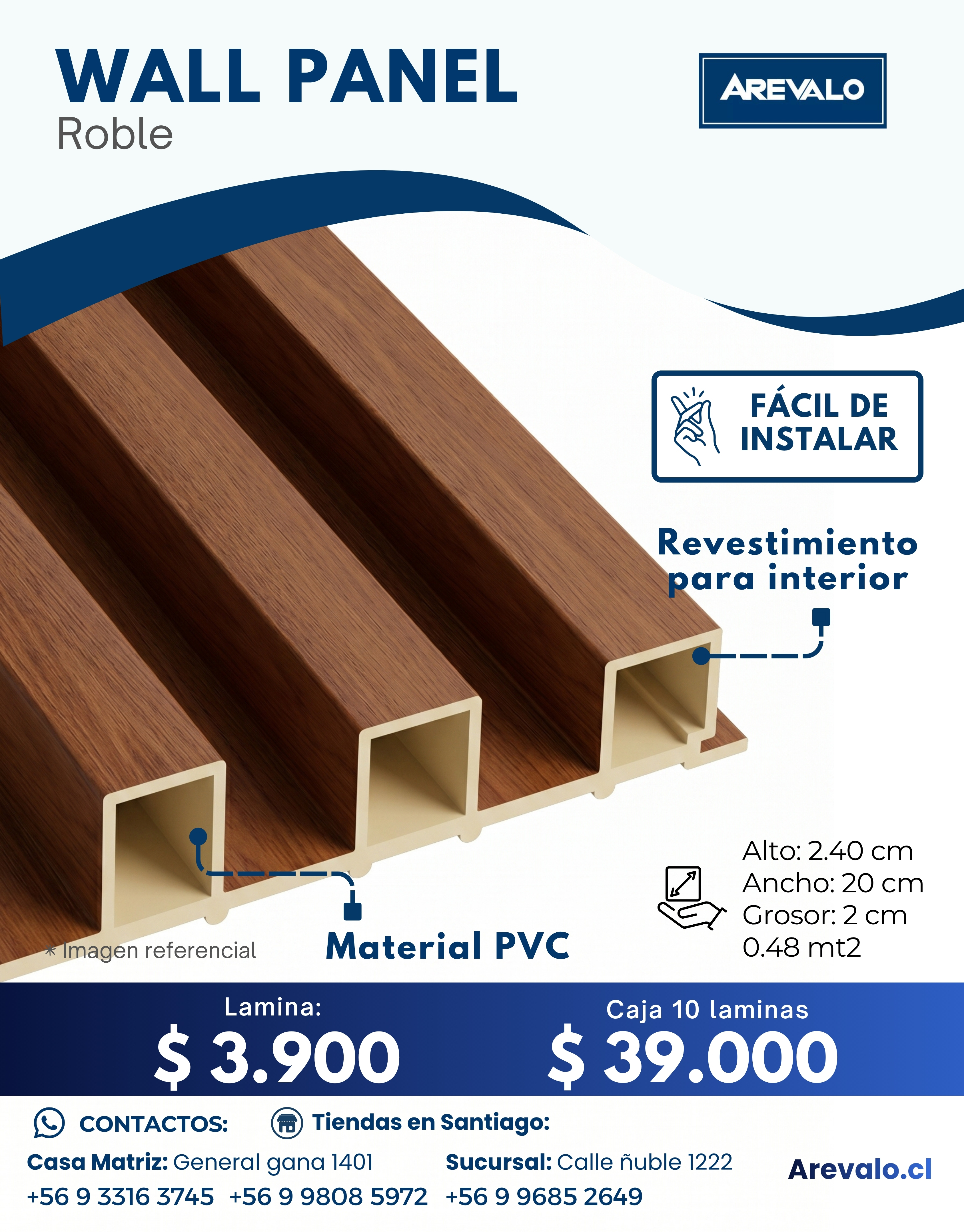 Wall Panel – Revestimiento Arevalo Color Roble